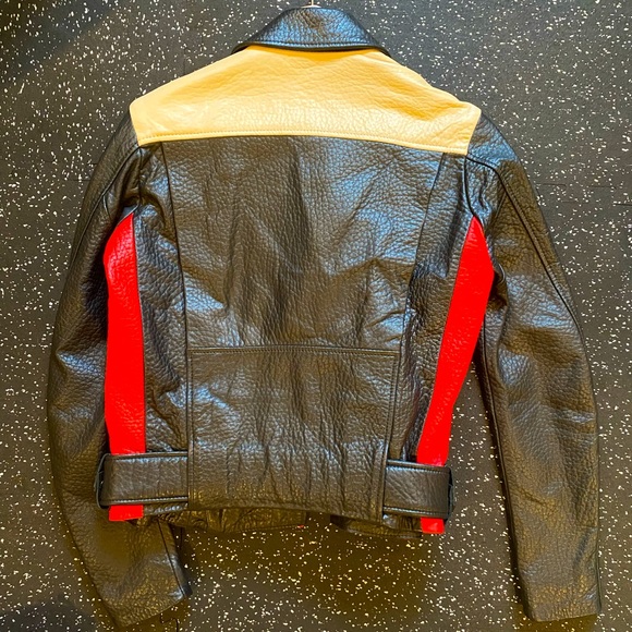 ACNE Colorblock Leather Moto Jacket 34 $1800 - Picture 2 of 2